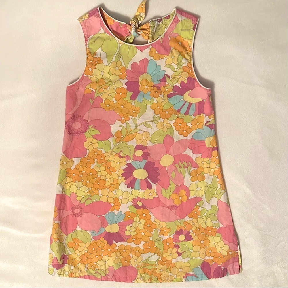 Vintage 2003 Gymboree Sunshine Daydream Retro Flower Tank Dress Girls 5 pink